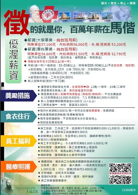 馬偕醫院護理部徵才2